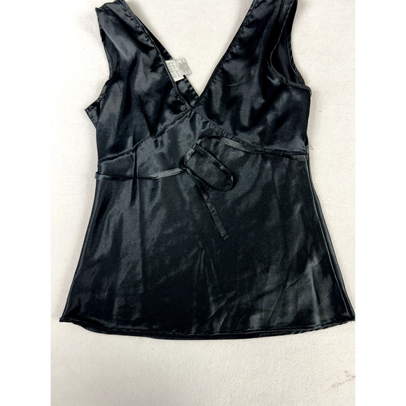 Y2K Black Stain double‎ v tank top Pleated Glam 90s Grunge Goth Whimsifairy - Picture 1 of 10